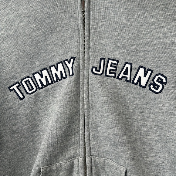 Tommy Jeans Zip Up Hoodie Youth Size L Grey Embroidered - Picture 5 of 7